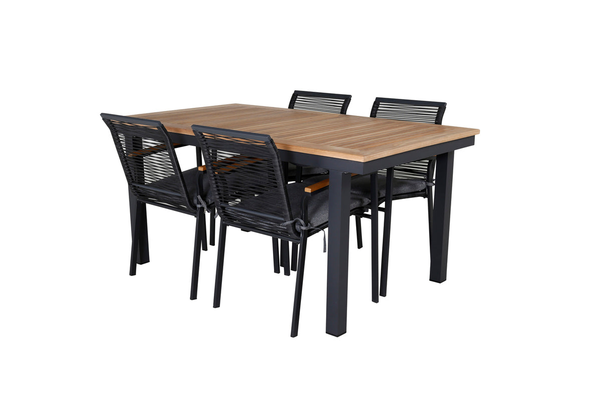 Dallas & Panama Spisestole Sort + Spisebord 160 x 90