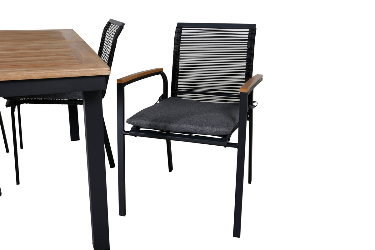 Dallas & Panama Spisestole Sort + Spisebord 160 x 90