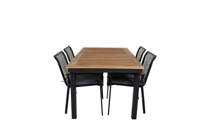 Dallas & Panama Spisestole Sort + Spisebord 160 x 90