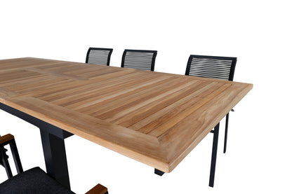 Dallas & Panama Spisestole Sort + Rektangulært Spisebord 160x90x75 Sort