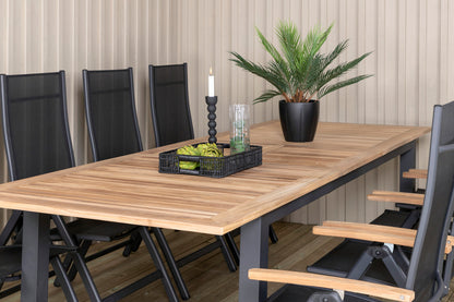 Panama Positionsstole 2-pak Sort + Rektangulært Spisebord 224 x 100 Sort