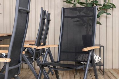 Panama Positionsstole 2-pak Sort + Rektangulært Spisebord 224 x 100 Sort