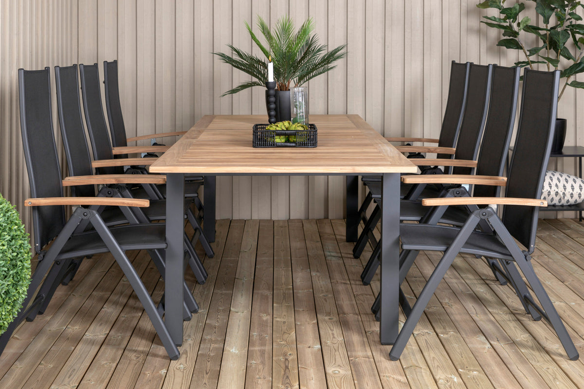 Panama Positionsstole 2-pak Sort + Rektangulært Spisebord 224 x 100 Sort