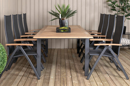 Panama Positionsstole 2-pak Sort + Rektangulært Spisebord 224 x 100 Sort