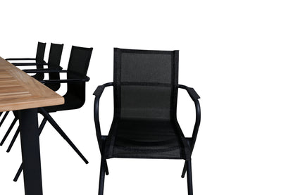 Alina & Panama Spisestole Sort + Spisebord 224x100