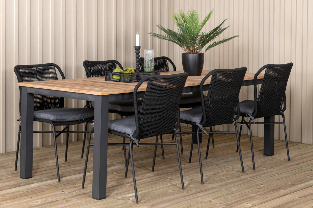 Julian & Panama Spisestole Sort + Spisebord 224x100