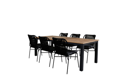 Julian & Panama Spisestole Sort + Spisebord 224x100