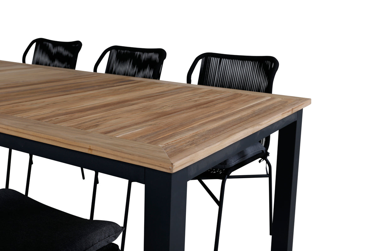 Julian & Panama Spisestole Sort + Spisebord 224x100
