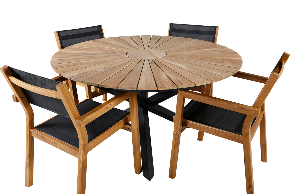 Venice & Mexico Spisestole Natur + Spisebord ⌀140