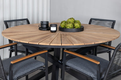 Dallas & Mexico Spisestole Sort + Spisebord ⌀140