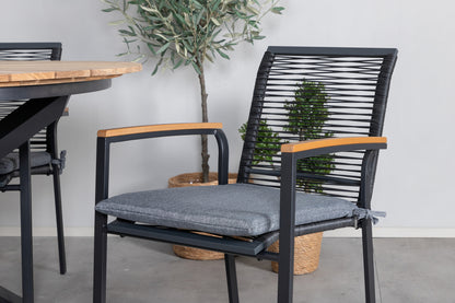 Dallas & Mexico Spisestole Sort + Spisebord ⌀140