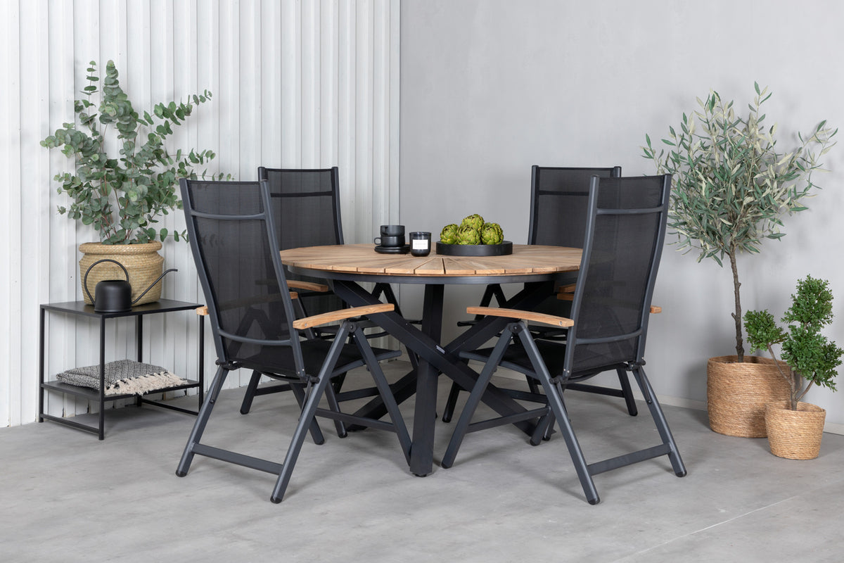 Panama & Mexico Positionsstole Sort + Runde Spisebord ø140 Sort