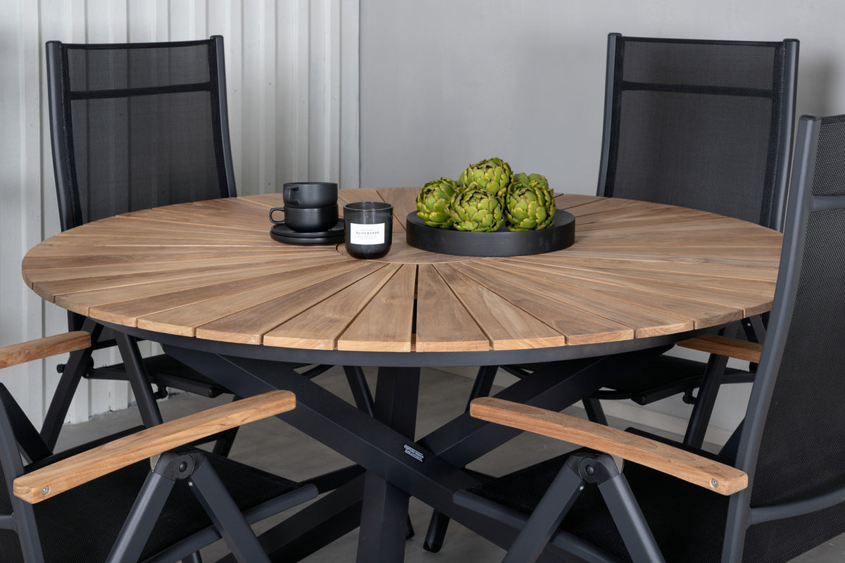 Panama & Mexico Positionsstole Sort + Runde Spisebord ø140 Sort