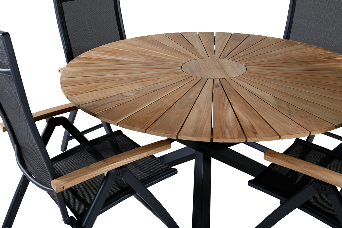 Panama & Mexico Positionsstole Sort + Runde Spisebord ø140 Sort