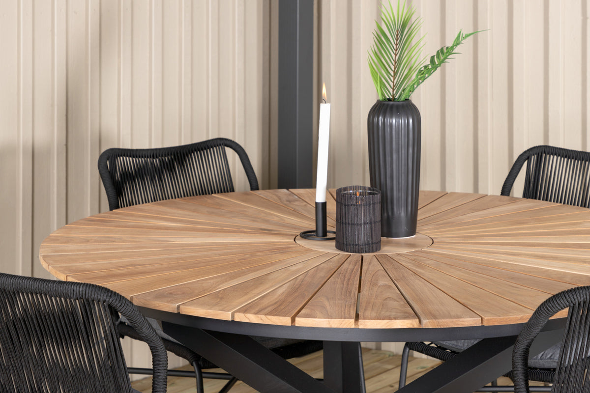 Julian & Mexico Spisestole Sort + Spisebord ⌀140