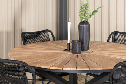 Julian & Mexico Spisestole Sort + Spisebord ⌀140