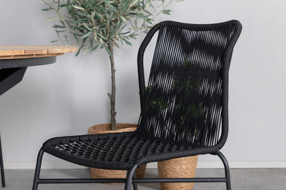 Julian & Mexico Spisestole Sort + Spisebord ⌀140