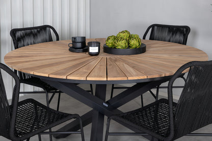 Julian & Mexico Spisestole Sort + Spisebord ⌀140