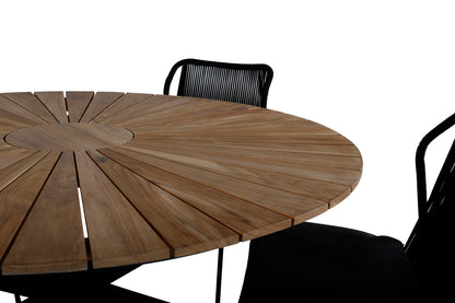 Julian & Mexico Spisestole Sort + Spisebord ⌀140