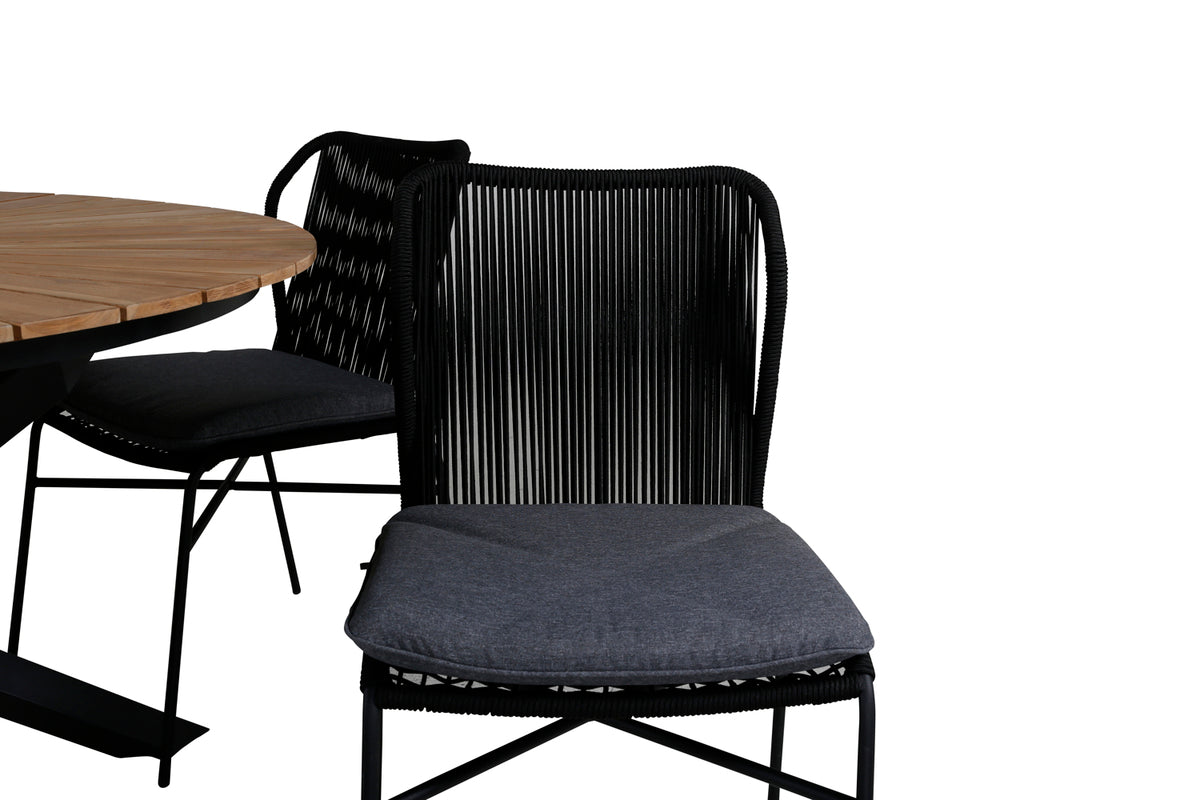 Julian & Mexico Spisestole Sort + Spisebord ⌀140