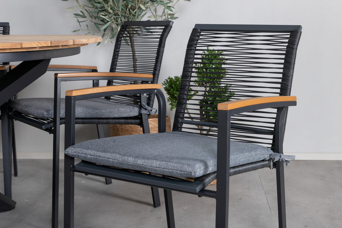 Dallas & Mexico Spisestole Sort + Spisebord ⌀140