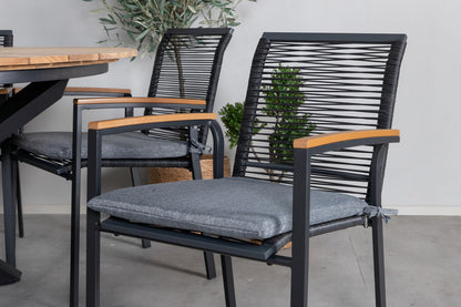 Dallas & Mexico Spisestole Sort + Spisebord ⌀140