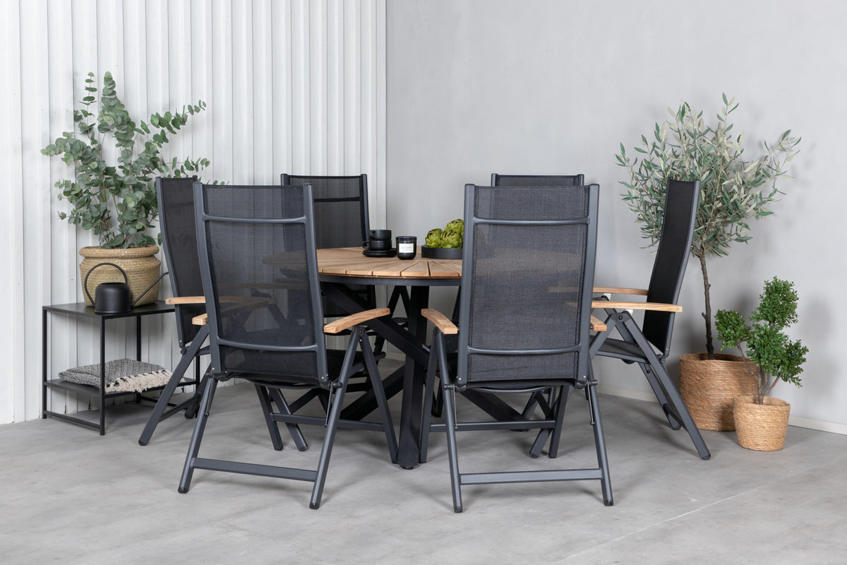 Panama & Mexico Positionsstole Sort + Spisebord ⌀140