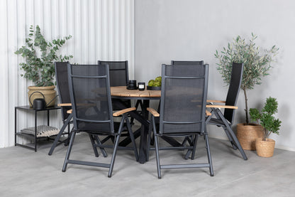 Panama & Mexico Positionsstole Sort + Spisebord ⌀140