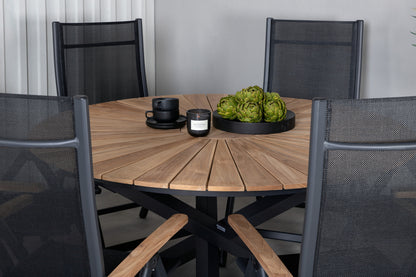 Panama & Mexico Positionsstole Sort + Spisebord ⌀140