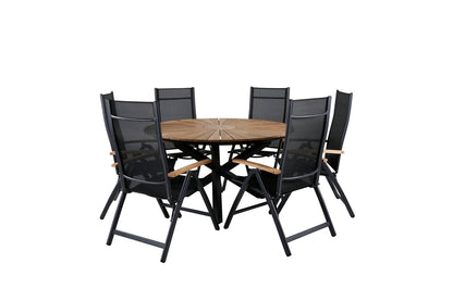 Panama & Mexico Positionsstole Sort + Spisebord ⌀140