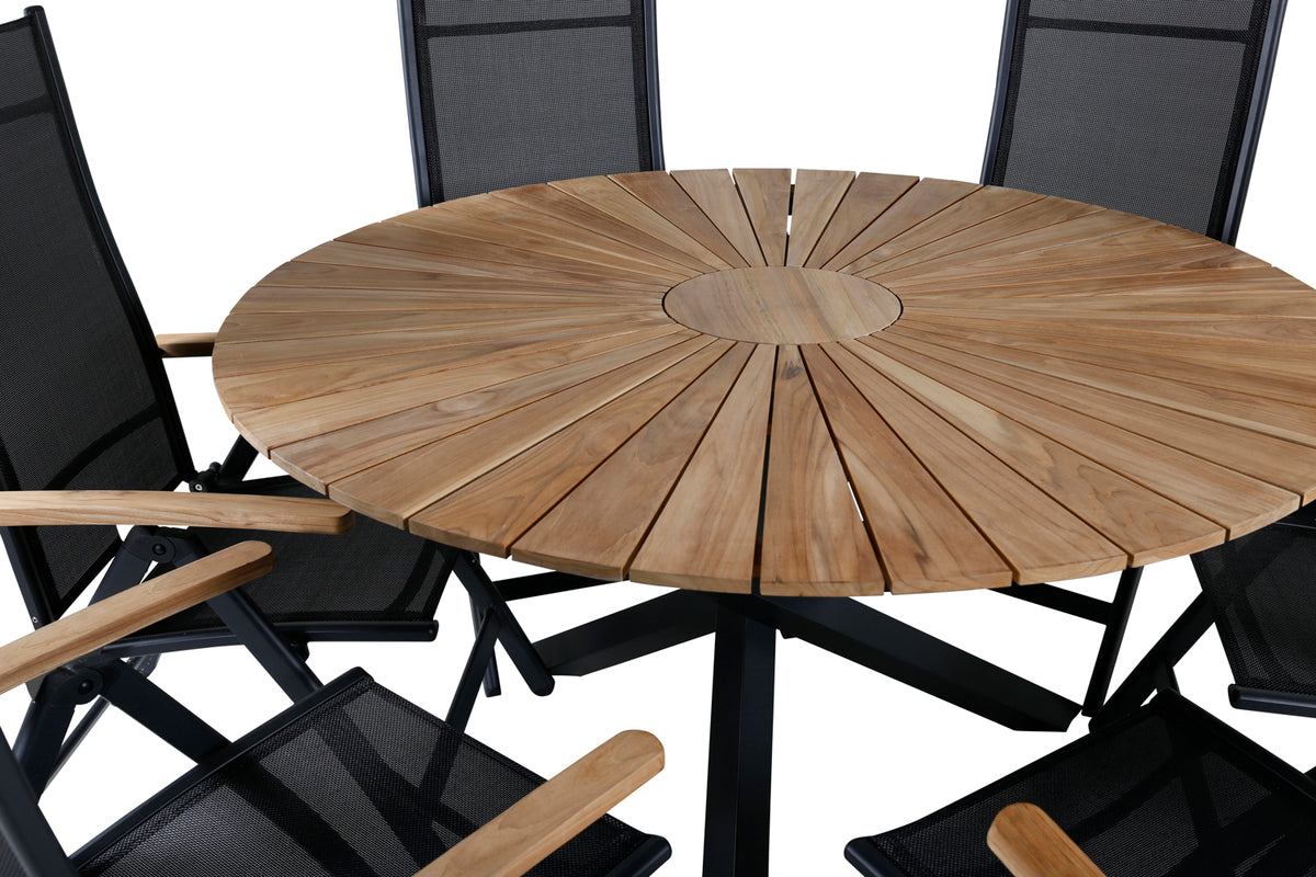 Panama & Mexico Positionsstole Sort + Spisebord ⌀140