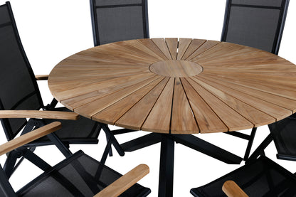 Panama & Mexico Positionsstole Sort + Spisebord ⌀140