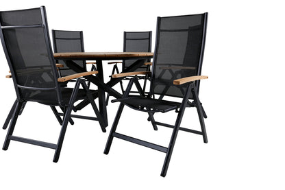 Panama & Mexico Positionsstole Sort + Spisebord ⌀140