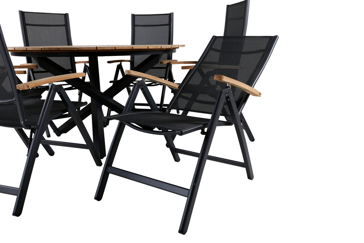 Panama & Mexico Positionsstole Sort + Spisebord ⌀140