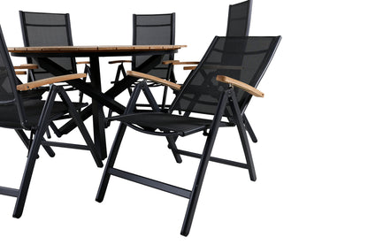 Panama & Mexico Positionsstole Sort + Spisebord ⌀140