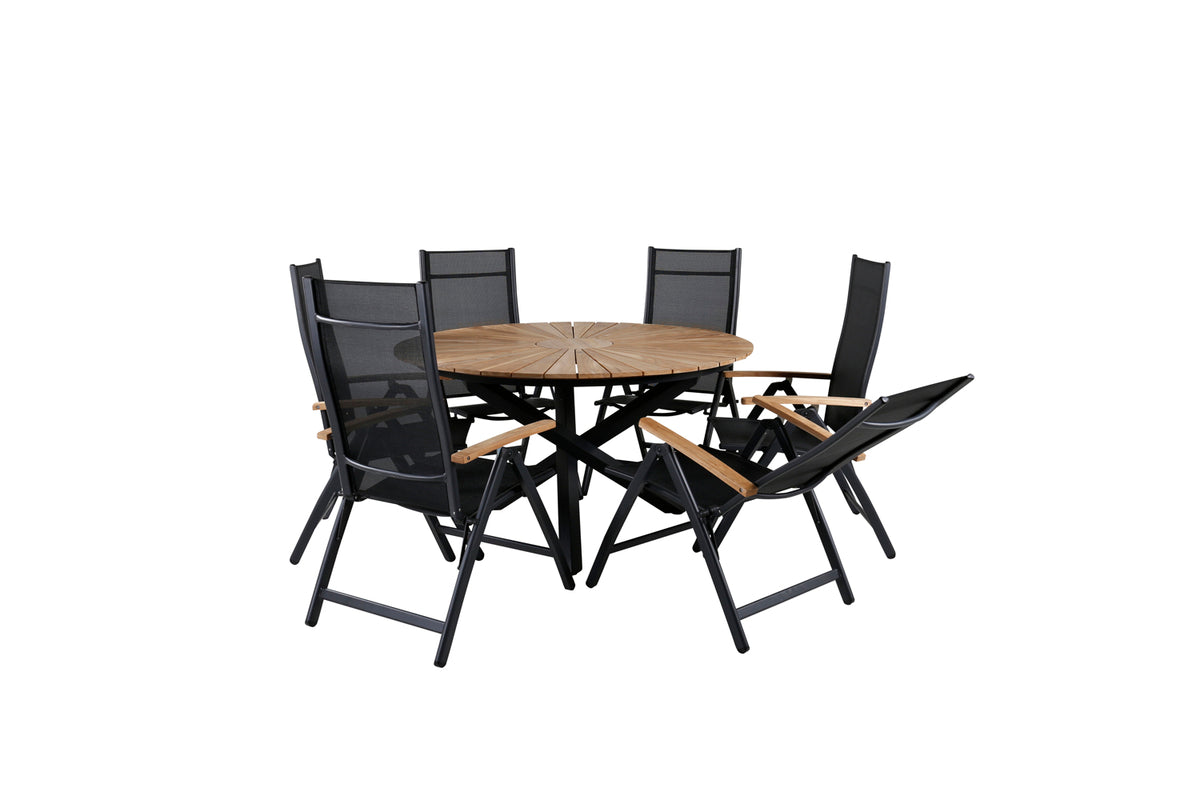 Panama & Mexico Positionsstole Sort + Spisebord ⌀140