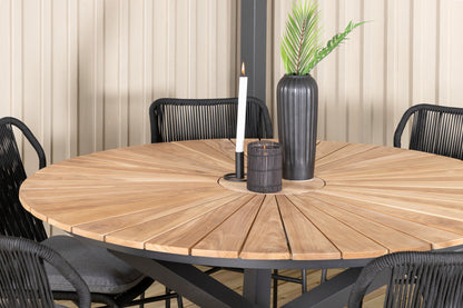 Julian & Mexico Spisestole Sort + Spisebord ⌀140