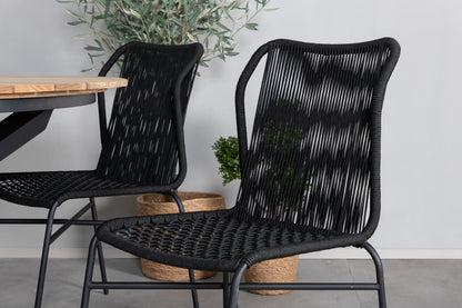 Julian & Mexico Spisestole Sort + Spisebord ⌀140