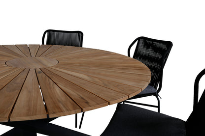 Julian & Mexico Spisestole Sort + Spisebord ⌀140