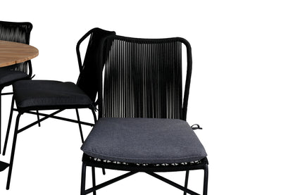 Julian & Mexico Spisestole Sort + Spisebord ⌀140