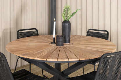 Mexico & Lindos Spisebord ⌀140 + Spisestole Sort