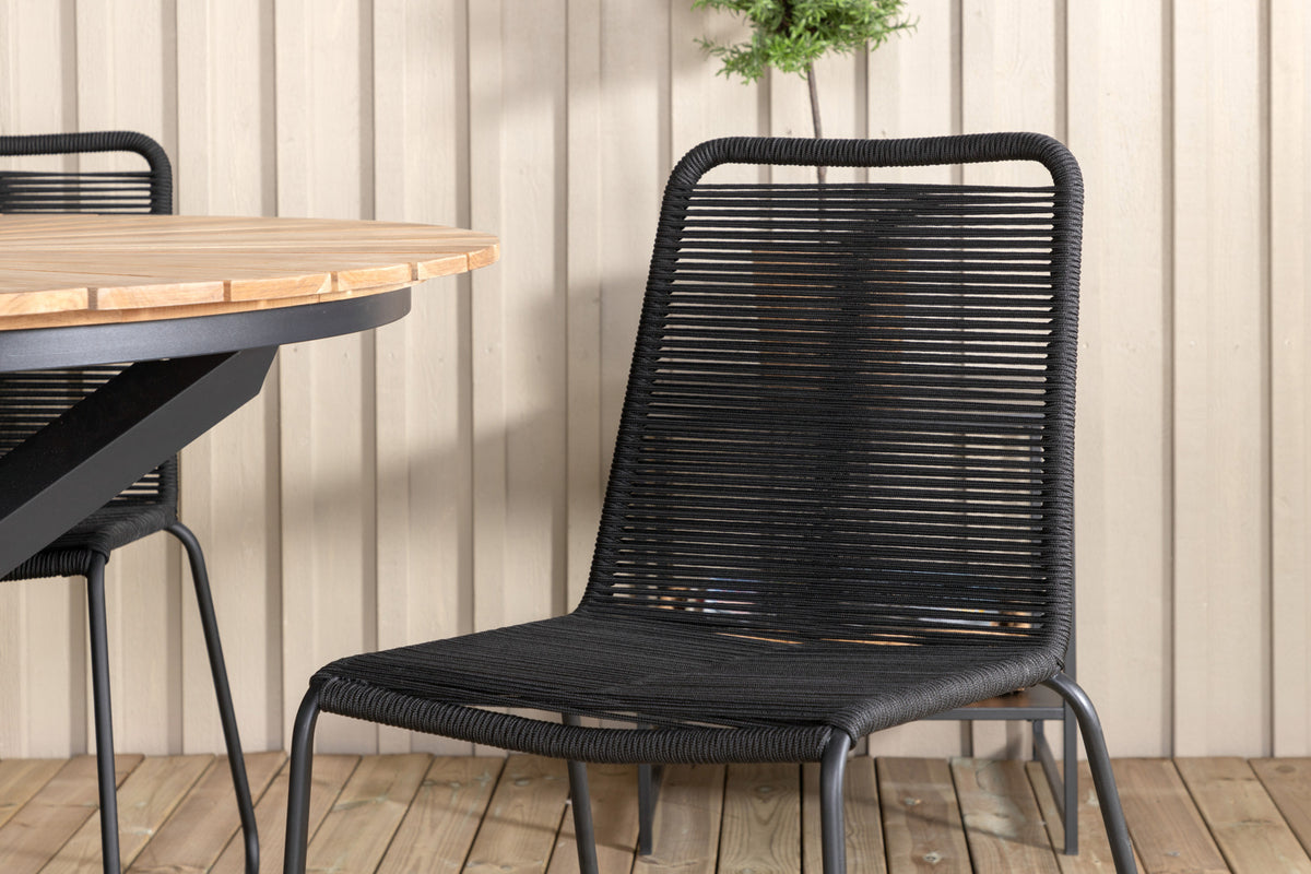 Mexico & Lindos Spisebord ⌀140 + Spisestole Sort