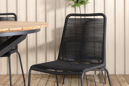 Mexico & Lindos Spisebord ⌀140 + Spisestole Sort