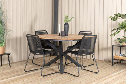 Mexico & Lindos Spisebord ⌀140 + Spisestole Sort