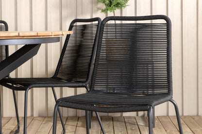 Mexico & Lindos Spisebord ⌀140 + Spisestole Sort