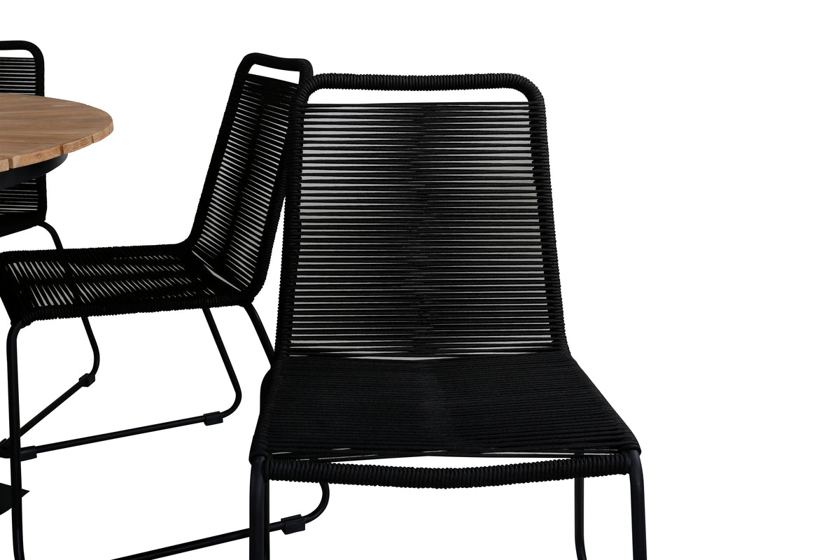 Mexico & Lindos Spisebord ⌀140 + Spisestole Sort