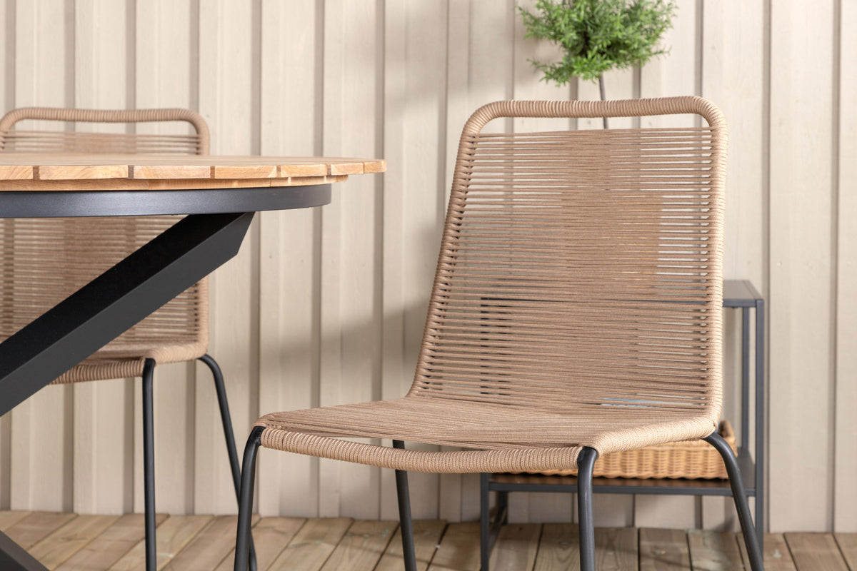 Mexico & Lindos Spisebord ⌀140 + Spisestole Brun