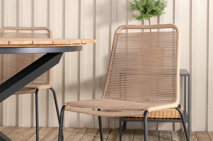 Mexico & Lindos Spisebord ⌀140 + Spisestole Brun