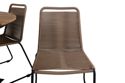 Mexico & Lindos Spisebord ⌀140 + Spisestole Brun