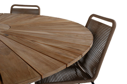 Mexico & Lindos Spisebord ⌀140 + Spisestole Brun